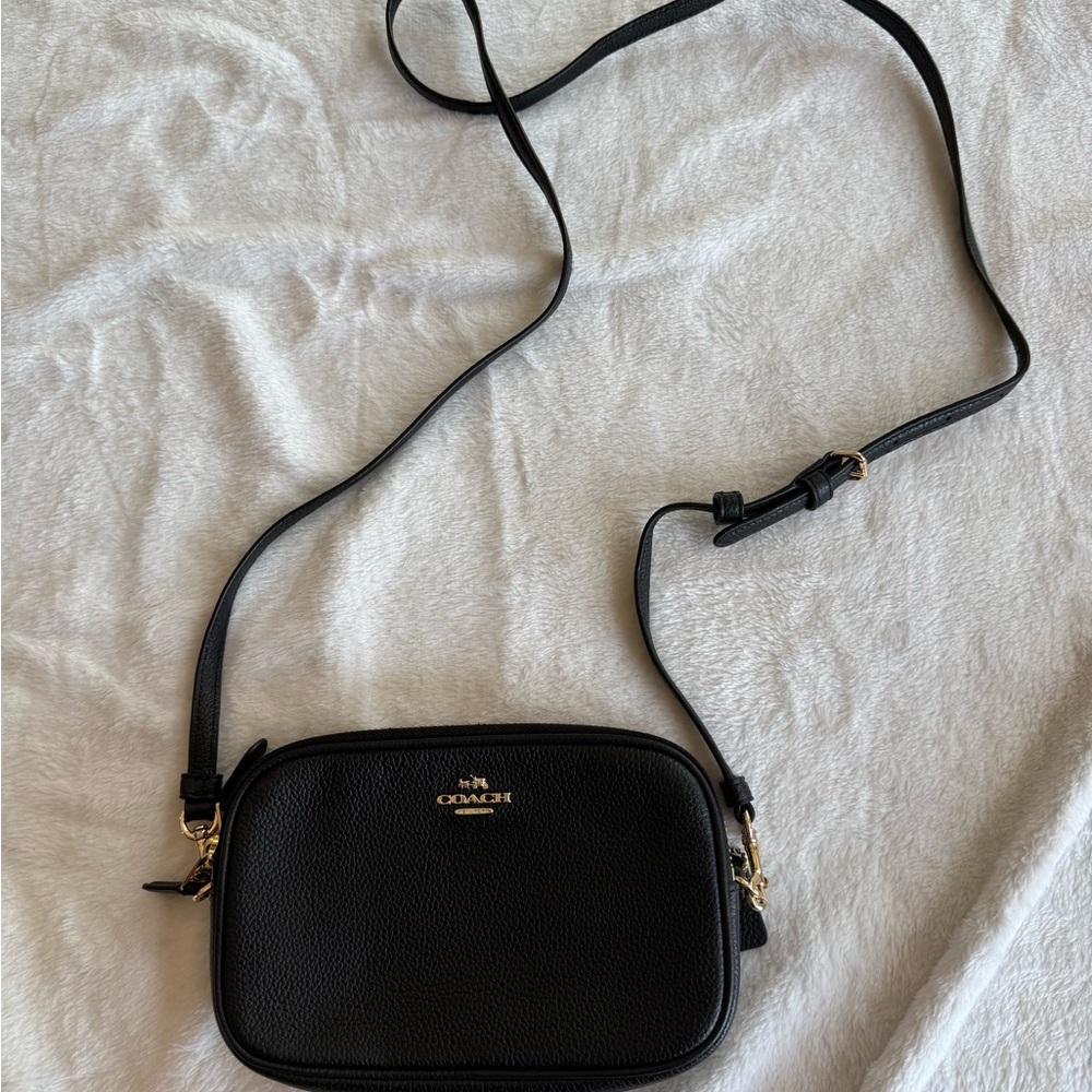 Coach Black Crossbody Bag with Gold Accents double zip